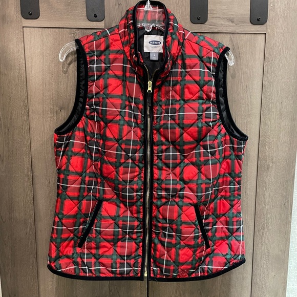 Old Navy plaid quilted vest size large - Picture 1 of 4
